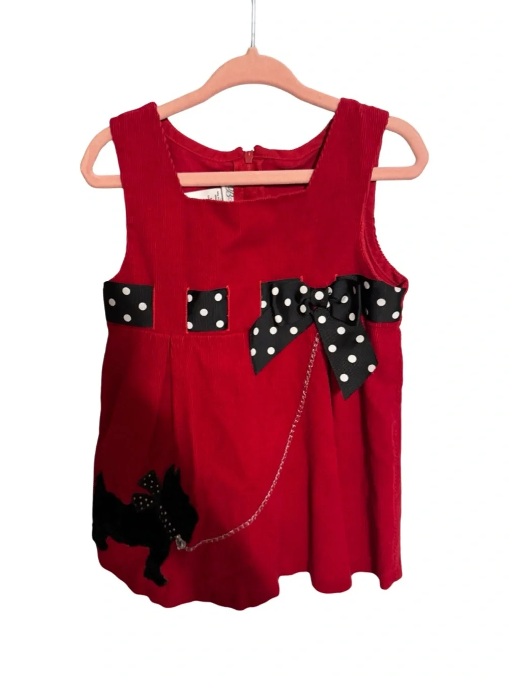Bonnie Jean Red Corduroy Scottie Dog Dress Girls 2T Holiday Christmas